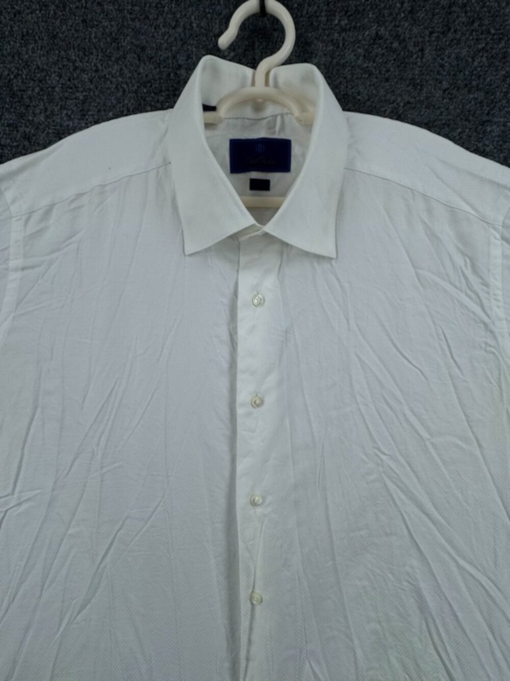 David Donahue 17.5 36/37 White Trim Button Up Long Sleeve Cotton Mens Shirt
